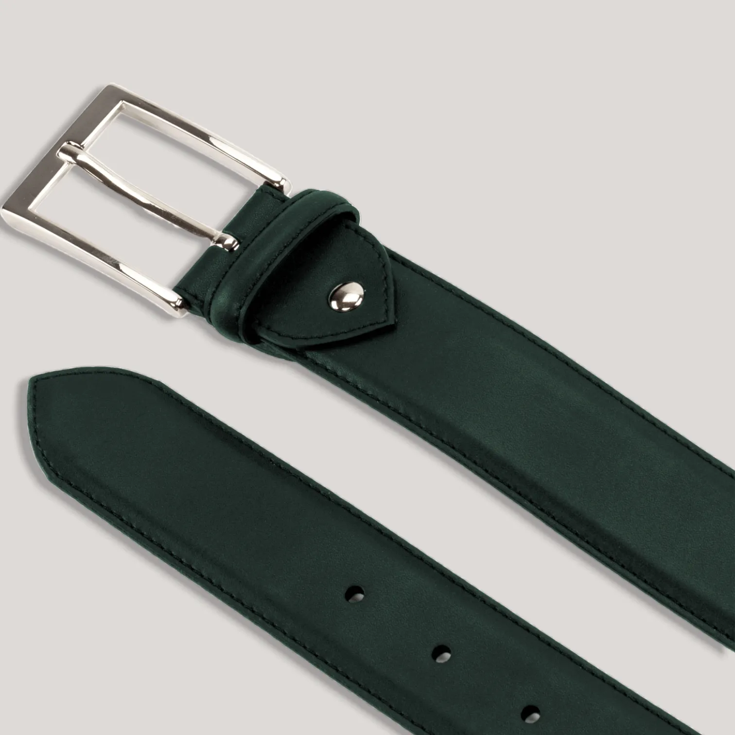 SOPHOS - Forest Green Vegan Belt - Silver