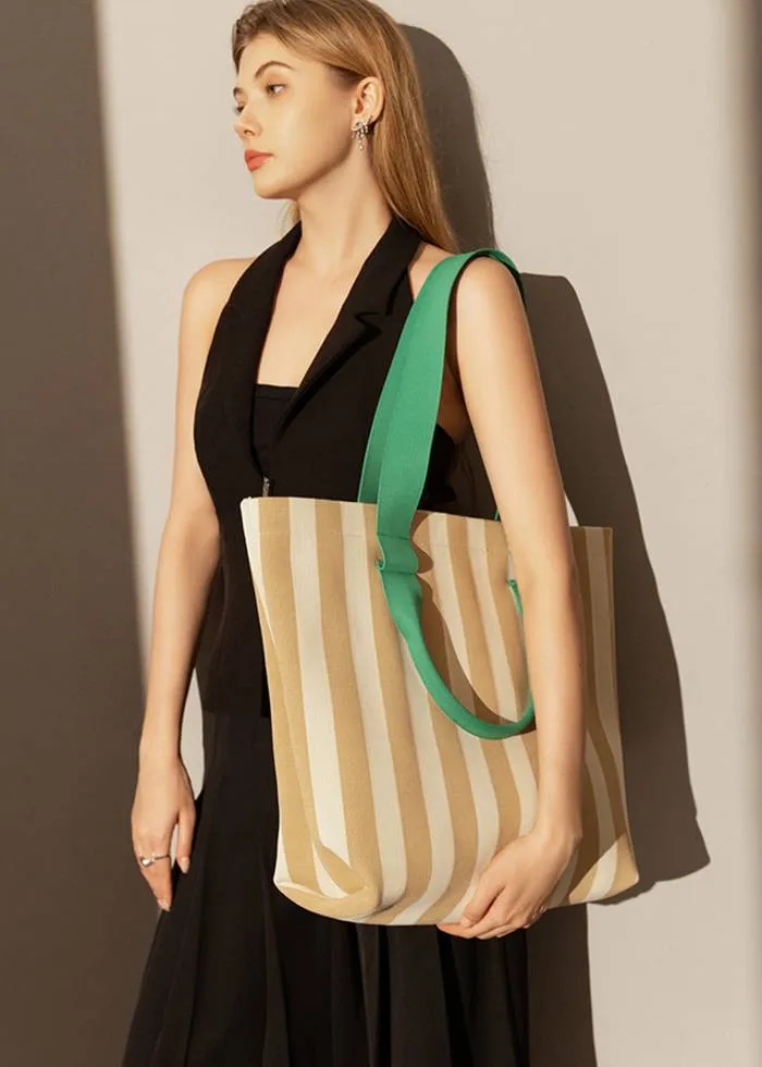 Striped Canvas Spacious Shopper Tote