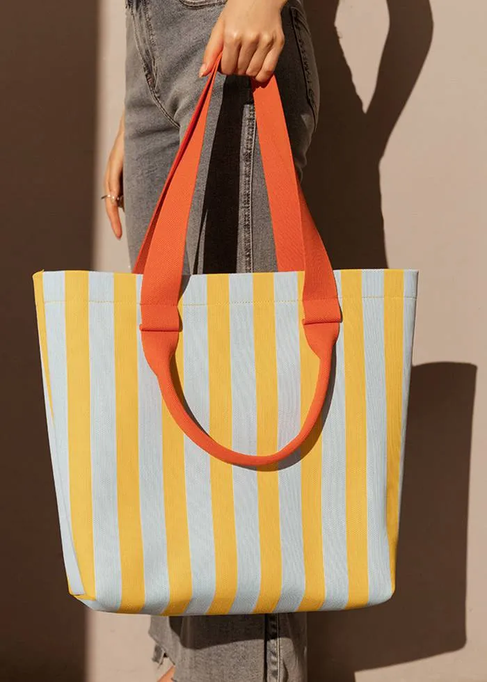 Striped Canvas Spacious Shopper Tote