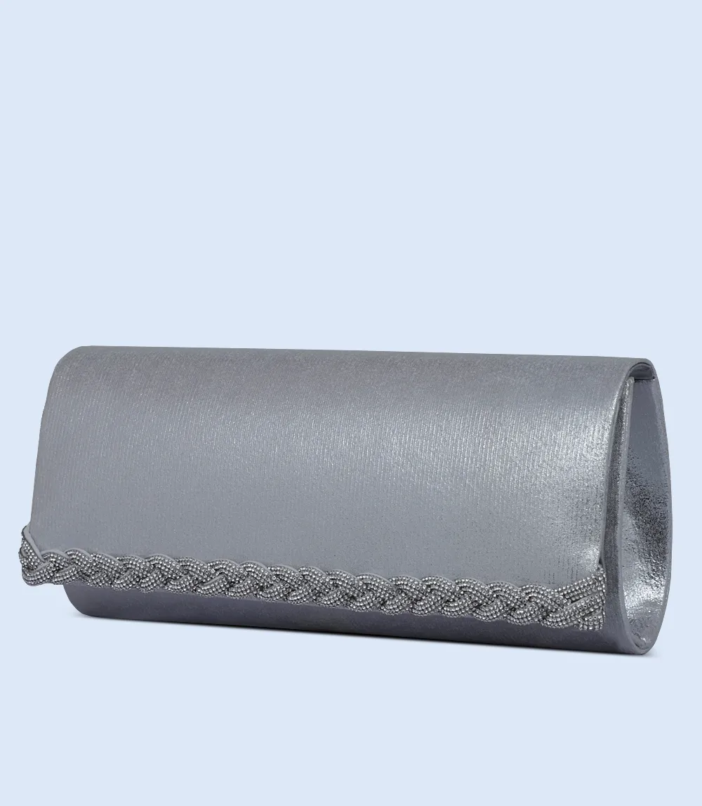 WB2506-SILVER-Women Snazzy Clutch