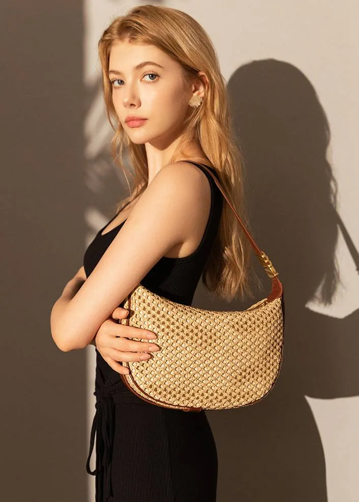 Woven Raffia Saddle Bag