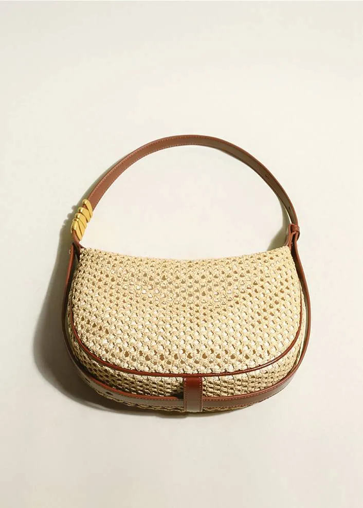 Woven Raffia Saddle Bag