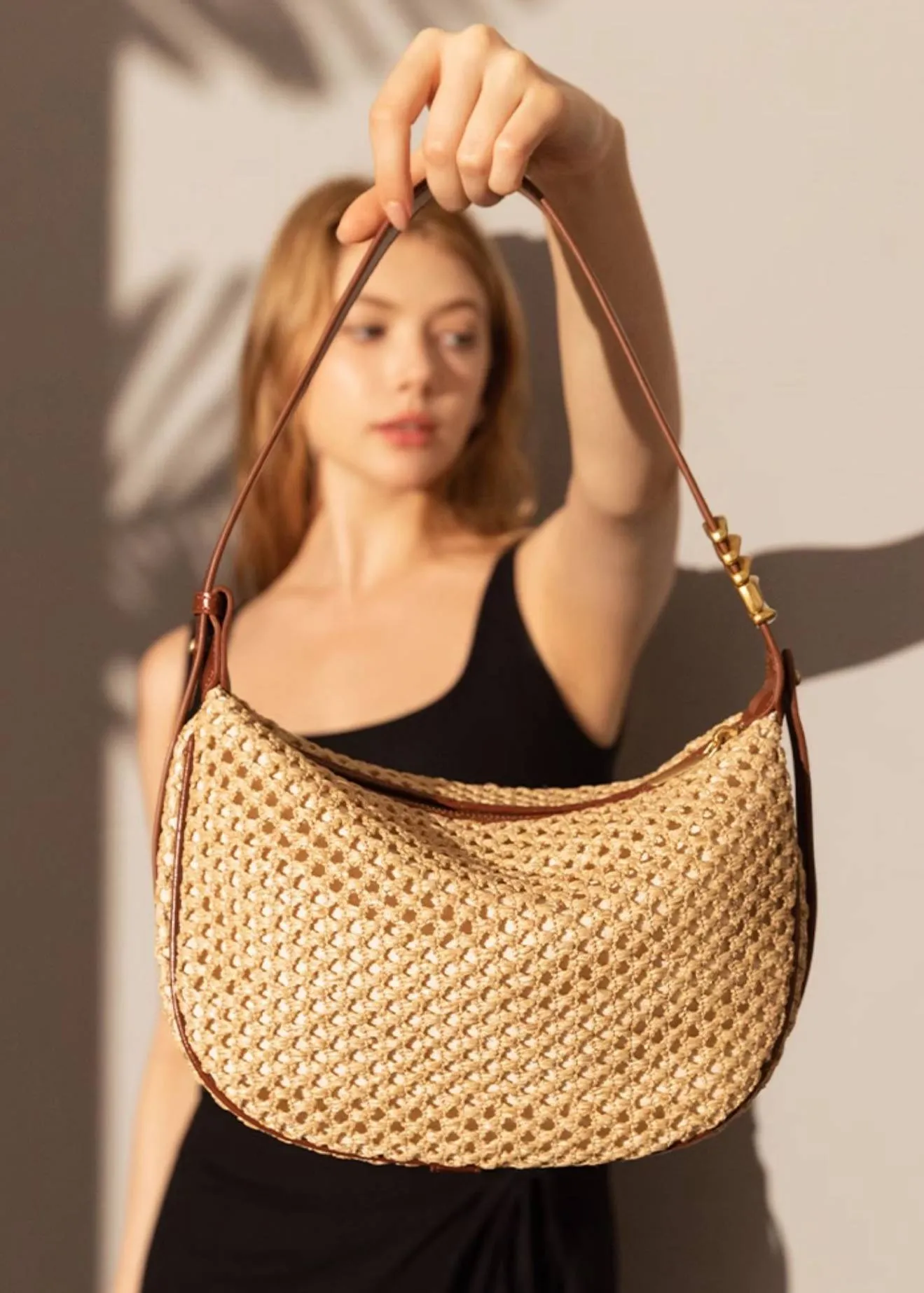 Woven Raffia Saddle Bag