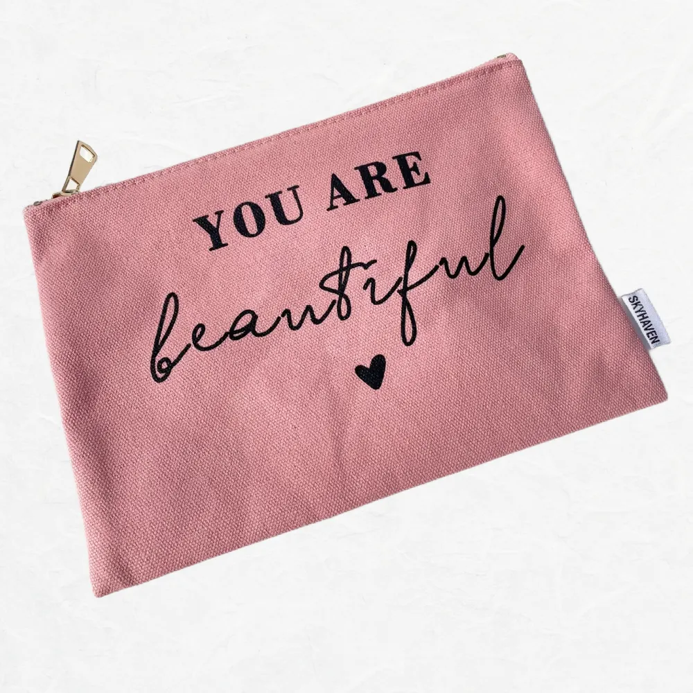 You Are Beautiful Canvas Pouch